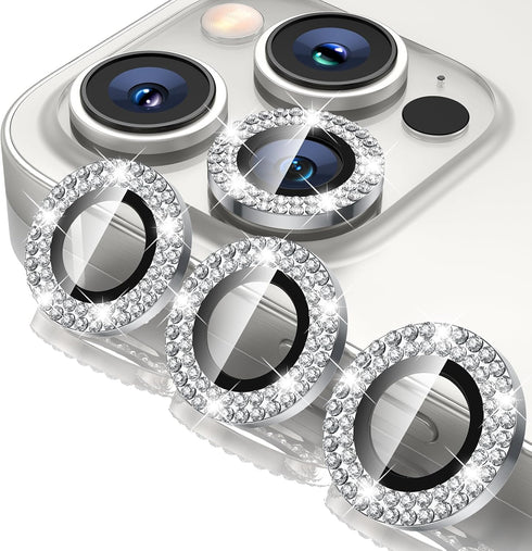 Tensea for iPhone 15 Pro & iPhone 15 Pro Max Camera Lens Protector Bling, Tempered Glass Screen Protector Protection Camera Cover Diamond Metal In...