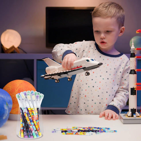 Kolewo4ever 48pcs Space Multi Point Pencils Fun Astronaut Pencils Planet Rocket Space Ship Pencils Non Sharpening Pop up Pencil for Classrooms, St...