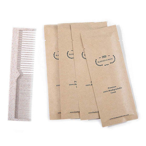 Bleeker and Rowe 100% Biodegradable Combs - Individually wrapped - Environmentally Eco Friendly Bulk Pocket Pet Dog Grooming Hair Lice Combs - Per...