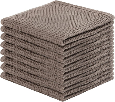 joybest Cotton Kitchen Dish Cloths, 8-Pack Waffle Weave Ultra Soft Absorbent Dish Towels Washcloths Quick Drying Dish Rags, 12x12 Inches, Coffee...