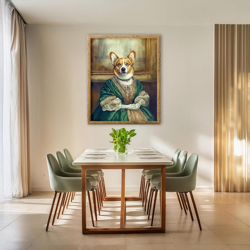Posterizer 1 pcs-whimsical royal portrait of corgi dog in clothes 4-Art for Animal Lovers-Comedy Art-Decorations for Bedroom, Office, Living Room ...
