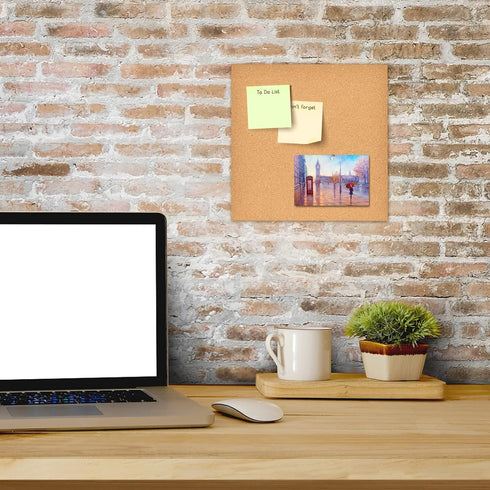 12x12" Cork Board Tiles Bulletin Board, 1/2" Thick Small Square Cork Boards for Walls, Self-Adhesive Cork Tiles for Home, Office, School, Bulletin...