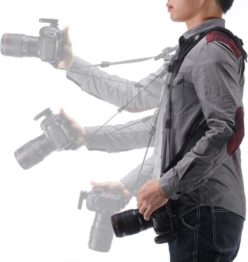 ztowoto Double Shoulder Camera Strap Harness Quick Release Adjustable Dual Camera Tether Strap for DSLR SLR Camera (focus)...