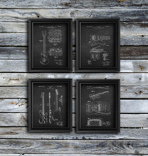 Gnosis Picture Archive Guitar Wall Decor Posters Set of 4 Unframed Art Prints...