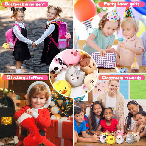 Skylety 9 Pcs Mini Plush Stuffed Animals Bulk 3.15 Inch Cute Soft Decompress Animals Plush Toys for Kids Baby Shower Birthday Charity Donation Gif...