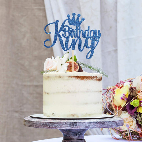 Blue Glitter King Birthday Cake Topper/Baby Shower/Boy Prince 1st 2nd 3rd 10th 13th 18th 21st 30th 40th 50th Birthday Cake Topper/Gender Reveal Pa...