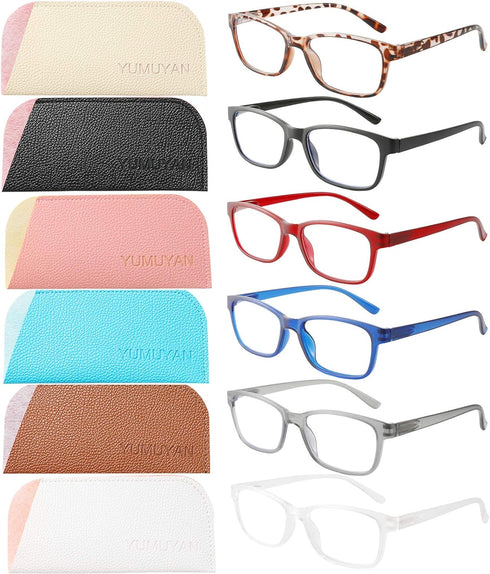 6-Pack Reading Glasses Blue Light Blocking for Women Men, Lightweight Anti Eyestrain/Glare Computer Readers with Spring Hinge(2.0)...