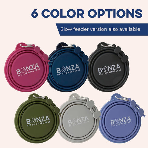 Collapsible Dog Slow Feeder Bowl, Portable Silicone Travel Bowl for Food & Water, Slow Eating for Large, Medium, & Small Sized Breeds, Anti-Chokin...