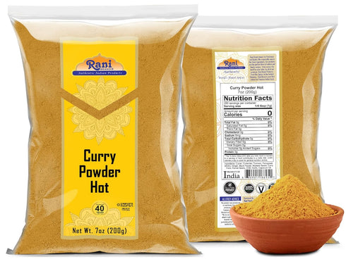 Rani Curry Powder Hot (11-Spice Authentic Indian Blend) 7oz (200g) ~ All Natural | Salt-Free | Vegan | No Colors | Gluten Friendly | NON-GMO | Kos...