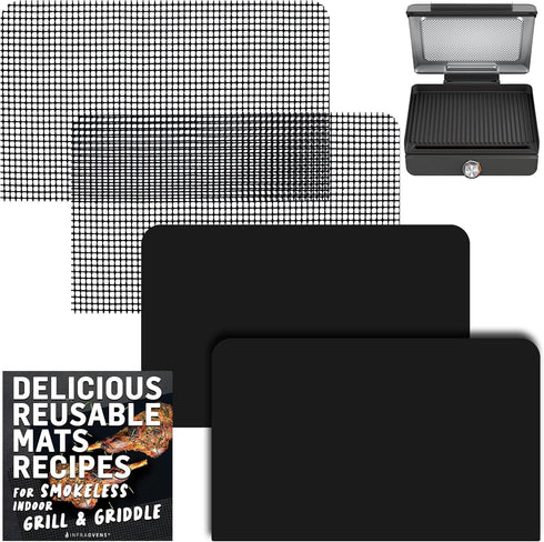 Reusable Mats for Ninja Sizzle Indoor Grill & Griddle GR101, Accessories for Indoor Electric Griddle with Lid for Cooking and Grilling, Non-Stick ...