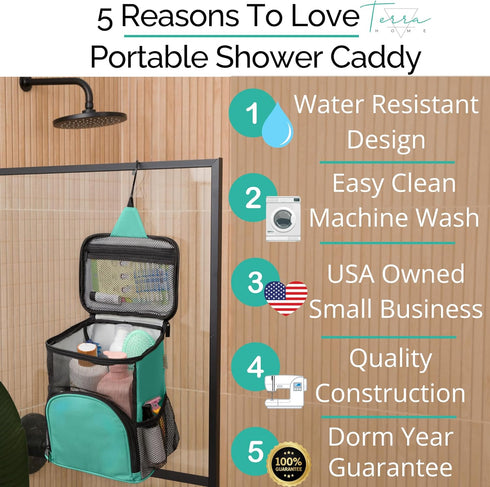 Original Shower Caddy For College Dorms- Travel Shower Caddy - Dorm Organizer Bag - Large Capacity, Quick Dry and Water Resistant with Metal Hook ...