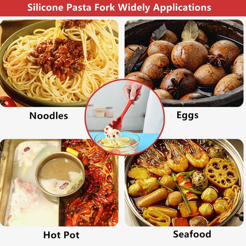 Spaghetti Spoon Pasta Fork,Silicone Pasta Fork,11.2 inch Spaghetti Strainer Kitchen High Heat Resistant Noodle Spoon Server,Food Grade Pasta Spoon...