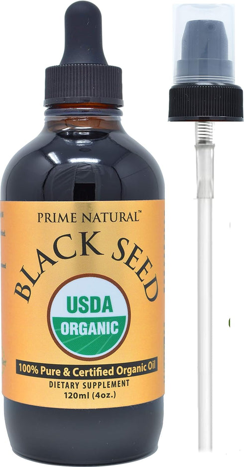 Organic Black Seed Oil 4oz - Cold Pressed Unrefined High Thymoquinone 1.7% USDA Certified - Turkish Origin Potent Nigella Sativa Liquid - Vegan Om...
