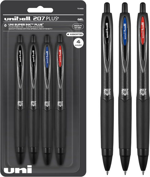 207PLUS+ Gel, 0.7MM, Asst Bus, 4pk...
