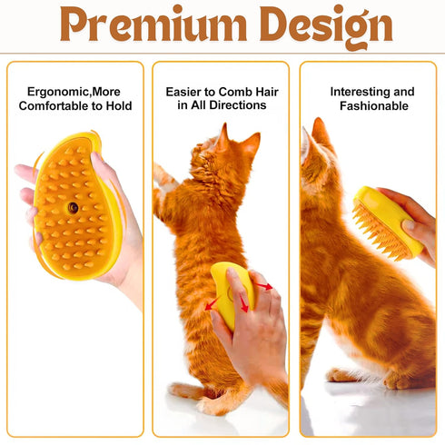 Steamy Cat Brush - 3 In 1 Cat Steam Brush, Self Cleaning Steam Brush For Cats and Multifunctional Steam Cat Brush, Steam Pet Brush Easily Removing...