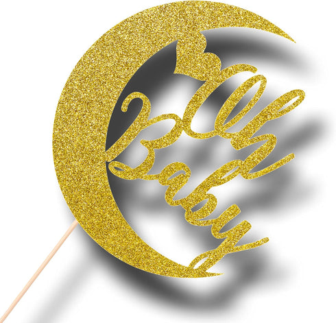 TwoMoon cake topper oh baby cake decoration baby shower children birthday party decoration golden glitter moon (gold)...