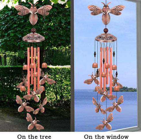 Bee Wind Chimes for Garden, Gifts for Mom, Home, Balconies, Rooms, Patio, Indoor, Outdoor Bee Decoration, Aluminum Bee Chimes, Bees Wind Catcher, ...
