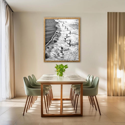 Posterizer 1 pcs-black and white vintage photo style art-surfing at the beach 3-Coastal & Nautical Art-Photography Art-Gift for Nature, Surfers an...