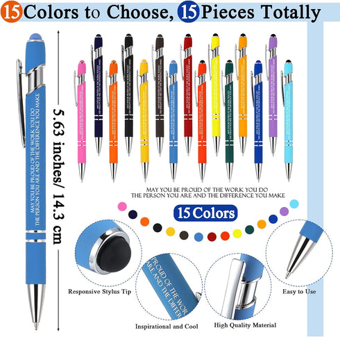45 Pcs Employee Appreciation Gifts Ballpoint Pen with Stylus Tip Motivational Pen Heart Stress Balls Mini Foam Keychain Inspirational Gifts for Te...