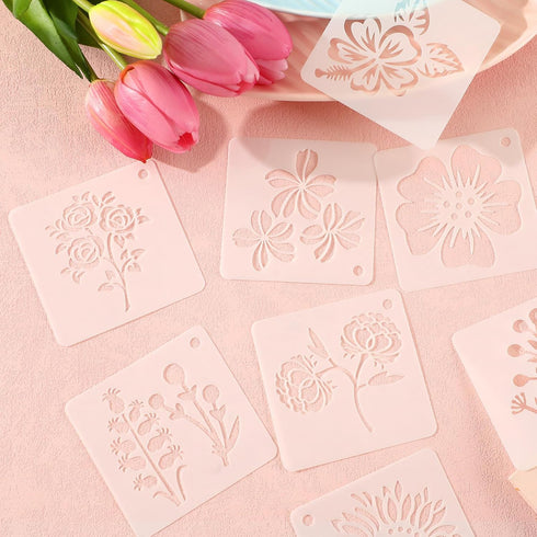 JULMELON Flower Stencils for Painting on Wood, 20Pcs Sunflower Painting Stencil Reusable Stencils DIY for Painting Wall Floor Decor Rock Dot Paint...