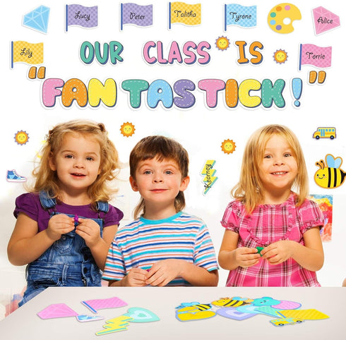 113 Pcs Motivational Bulletin Board Our Class is Fantastick Bulletin Board Decors Positive Affirmations Accent Cutouts for Classroom Teachers Back...
