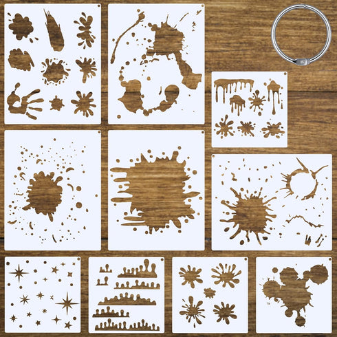 10 Pieces Stain and Splatter Stencils Shoe Stencils Graffiti Stencils DIY Art Stencils for Painting on Wood, Canvas, Paper, Fabric, Floor, Wall...