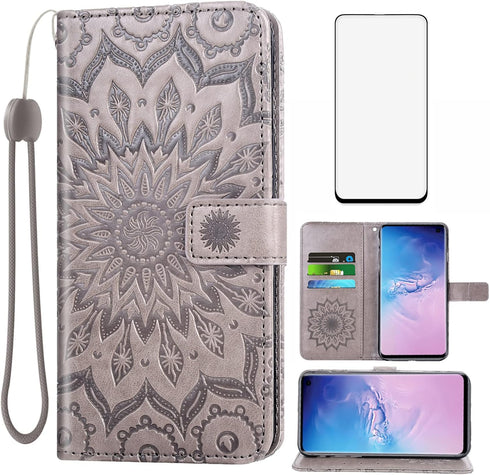 Phone Case for Samsung Galaxy S10e Wallet with Tempered Glass Screen Protector Leather Magnetic Flip Cover Card Holder Stand Cell Accessories Glax...