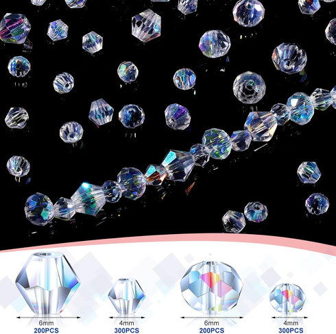1000 Pcs Crystal Glass Beads for Jewelry Making AB Color Beads Briolette Rondelle Crystal Beads DIY Faceted Crystal Beads for Bracelets Necklace P...
