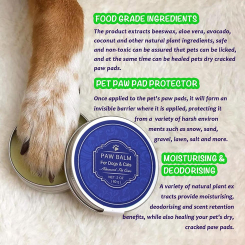 Dog Paw Balm - Pet Paw Moisturizer Dry and Cracked Dog Paw Treatment, Natural Plant-Based Organic Ingredients Safe to Lick...