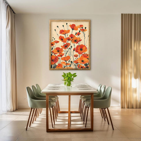 Posterizer 1 pcs-wild natural orange flowers-minimalist design-Floral & Botanical Art-Abstract & Modern Art-Decor for Home & Office- UNFRAMED Wall...