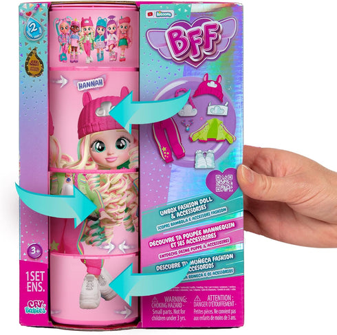 Cry Babies BFF Hannah Fashion Doll with 9+ Surprises including Outfit and Accessories for Fashion Toy, Girls and Boys Ages 4 and Up, 7.8 Inch Doll...