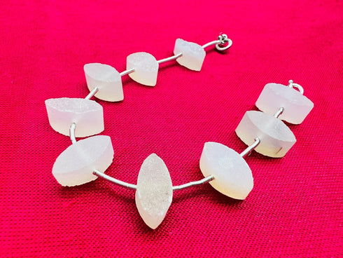 1 Strand White Druzy 9 Pcs Beads Size 12x6mm Marquoise Shape Cut Smooth Beads for Jewellery Making, Beading & Craft Supplies KCRAFTS-RK_k82...