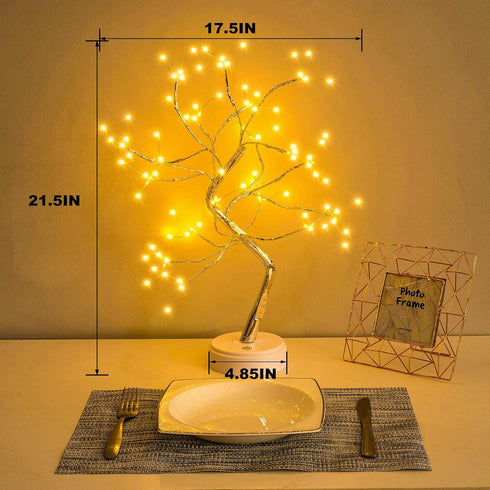 20” 108LED Fairy Sparkly Tree Lamp with Remote Control, USB&3AA Powered 8 Modes, DIY Bonsai Artificial Tree Lights, Fairy Spirit Tree Light for Be...