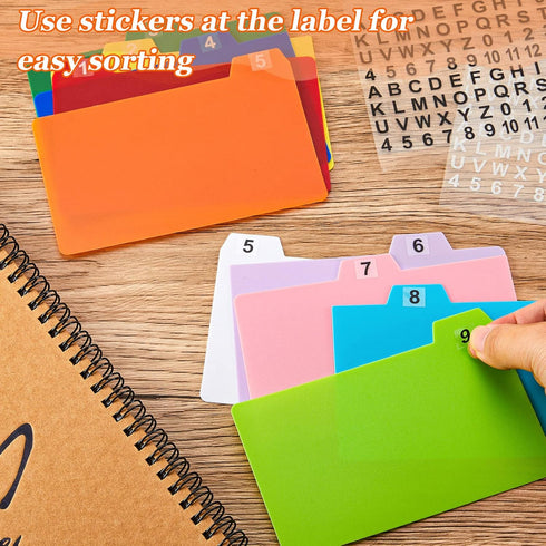 Lewtemi 50 Pieces Index Card Dividers Index Card Guide Set with Tabs Alphabet Tabbed Index Cards Guides Self Adhesive Number Stickers for Office R...