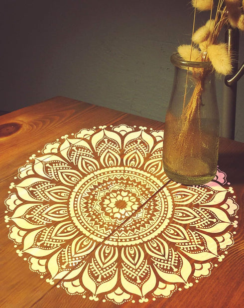 GSS Designs Large Mandala Wall Decor Stencil (16x16 Inch) Yoga Studio Decor Mandala Art Painting Stencil for Wood Wall Furniture Floor Tiles Fabri...