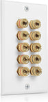Cable Matters Speaker Wire Wall Plate (Speaker Wall Plate, Banana Plug Wall Plate) for 5 Speakers in White...