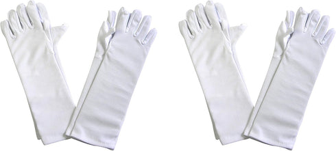 Girls Tea Party Stretch Polyester Long Dress Gloves Set of 4 White Childrens Butterfly Twinkles...