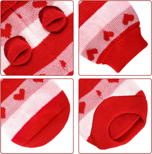 Dog Heart Knitted Sweater Warm Pet Dog Clothes Winter Dog Outfits for Small Puppy Cat Pets (Red, M)...