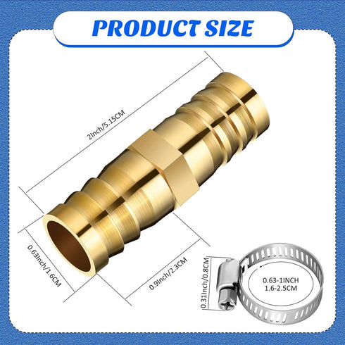 12 Pcs Hose Repair Connectors with Claps Brass Garden Hose Repair Kit Fitting Water Hose Repair Kit Female Hose End Repair(5/8-3/4 Inch)...
