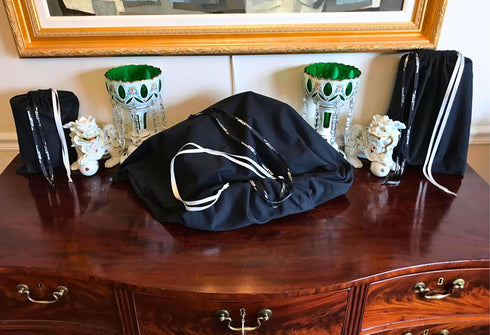 USA Made | T-STOP | Luxury Anti-Tarnish Bag for Silver Storage | Patented Proven Protection | Medium 18"x18" | Tuxedo Black...