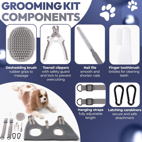 Dog Grooming Hammock Kit | Hanging Dog Grooming Harness | Dog Hammock for Nail Trim with Dog Toenail Clippers | Pet Grooming Hammock & Dog Sling f...