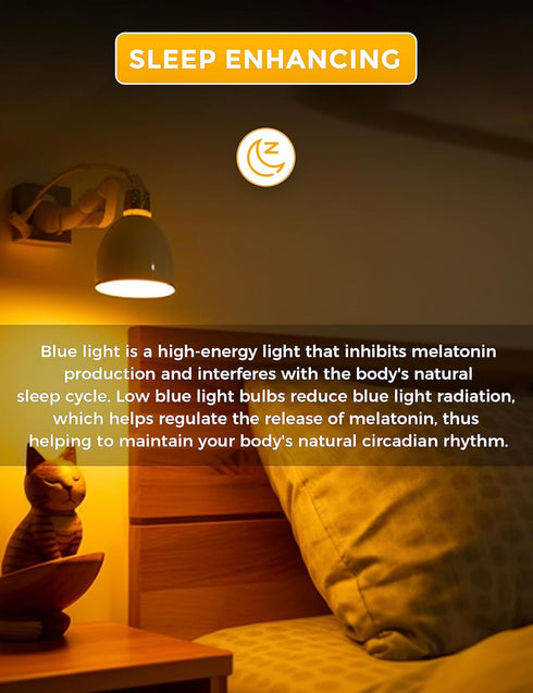 L LOHAS LED Sleep aid Amber Light Bulbs, Blue Light Blocking, A19 9W(60 Watt Equivalent) Dim Light Bulbs, 1800K Warm Light Bulb, E26 Base, 4 Pack...