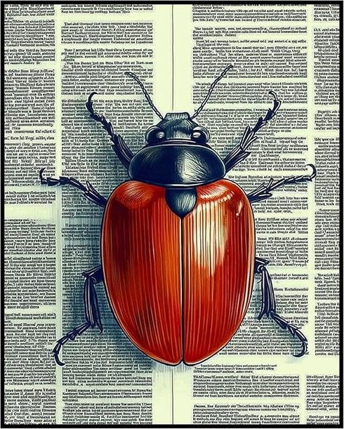 Posterizer 1 pcs-detailed bug on vintage dictionary page 1-Art for Animal Lovers-Vintage Art-Gift for Art Lovers- unframed wall art...