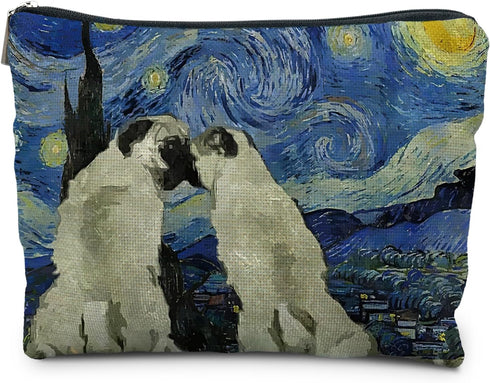 Pug Gifts for Pug Lovers Women, Pug Mom Gifts, Pug Stuff, Starry Night Pug Makeup Bag, Dog Makeup Bag Aesthetic, Cute Makeup Pouch...