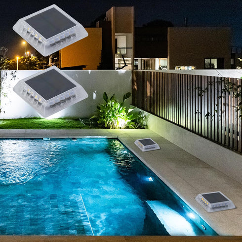 Solar Deck Lights Outdoor, IP68 Waterproof Solar Step Lights, Solar Powered Driveway Lights, Natural White 4000K LED Solar Lights, Stick on Garden...