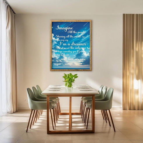 Posterizer 1 pcs-Imagine Song Lyrics-John Lennon-Gift For Beatles Fans-Musical Art Collection-Quotes-Gift for Music Fans- Decor for Gym, Studio- u...