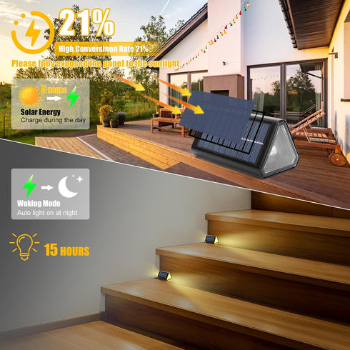 LED Solar Step Fence Lights Outdoor Stair Lights,Waterproof IP68 4 Pack Solar Deck Lights for Solar Decoration Lights for Yard, Patio, Garden, Wal...