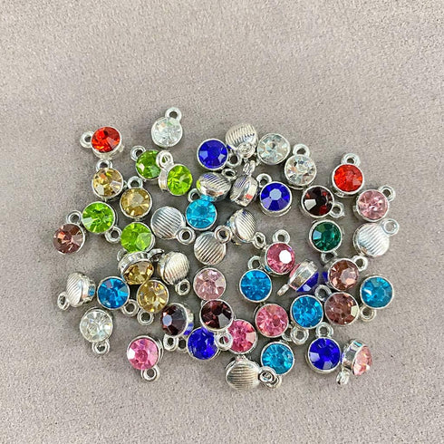 Juland 48 Pieces Crystal Birthstone Charms Handmade Round Beads Pendants with Rings Mixed DIY Jewelry Findings Making Charms for Making Jewelry Ne...