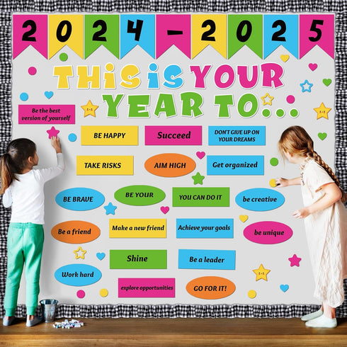 81 Pcs Back to School Bulletin Board Classroom Welcome Bulletin Board Decorations Inspirational Cutouts with White Black Burlap Bulletin Board Bor...