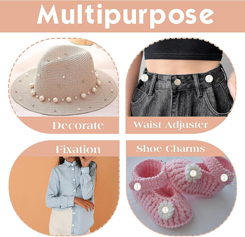 20 Sets Pearl Buttons Pearl Brooch Buttons Pearl Pins for Clothes No Sew Cover Up Buttons Removable Reusable Pearl Safety Pins for Women Girls Shi...